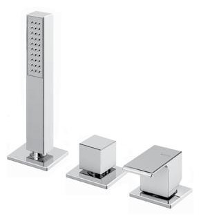 Zestaw wannowo-natryskowy Bruma Linea z baterią 4-otworową i deszczownica 25cm, sunset- sanitbuy.pl