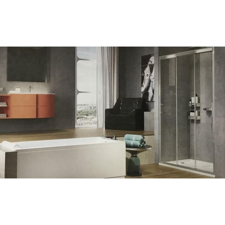 Drzwi do wnęki Novellini Zephyros 3P 3-częściowe 106x195 cm szkło transparent, profil czarny- sanitbuy.pl