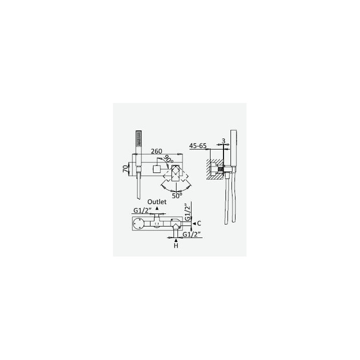 Bateria podtynkowa Bruma Linea 4 odbiornik, sunset- sanitbuy.pl