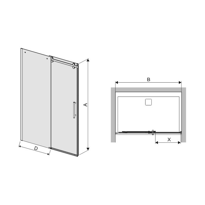 Drzwi Przesuwne Sanplast Altus D2/ALTIIa-120-130 profil Chrom, Srebrny Błyszczący, szkło transparent- sanitbuy.pl