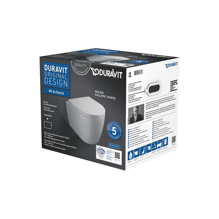 Duravit ME by Starck Zestaw WC wiszący Compact Duravit Rimless kolor biały- sanitbuy.pl