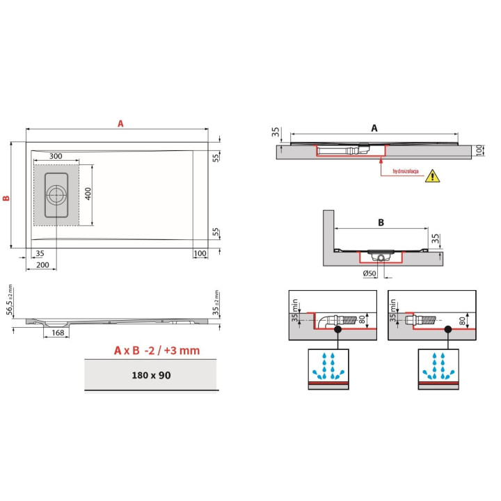 Brodzik prostokątny Novellini Novosolid 180x90x3,5cm, biały mat - sanitbuy.pl