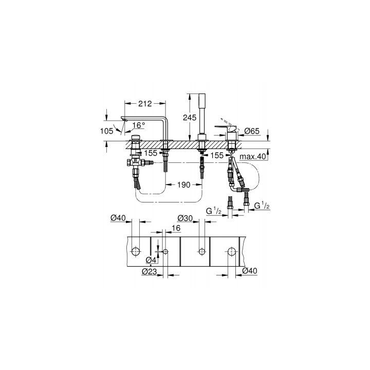 Bateria wannowo-prysznicowa Grohe Lineare 4-otworowa chrom - sanitbuy.pl