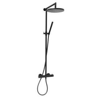 Kolumna prysznicowa Giulini z baterią termostatyczną i deszczownicą, czarny mat- sanitbuy.pl