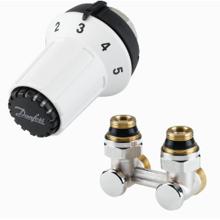 Zestaw termostatyczny Danfoss RA-N prosty z głowicą Panda - nikiel/ biały - sanitbuy.pl