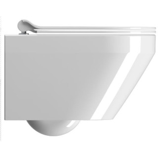 Miska WC GSI Norm 55x36cm wisząca bezrantowa z deską wolnoopadającą + zestaw mocujący, biała- sanitbuy.pl