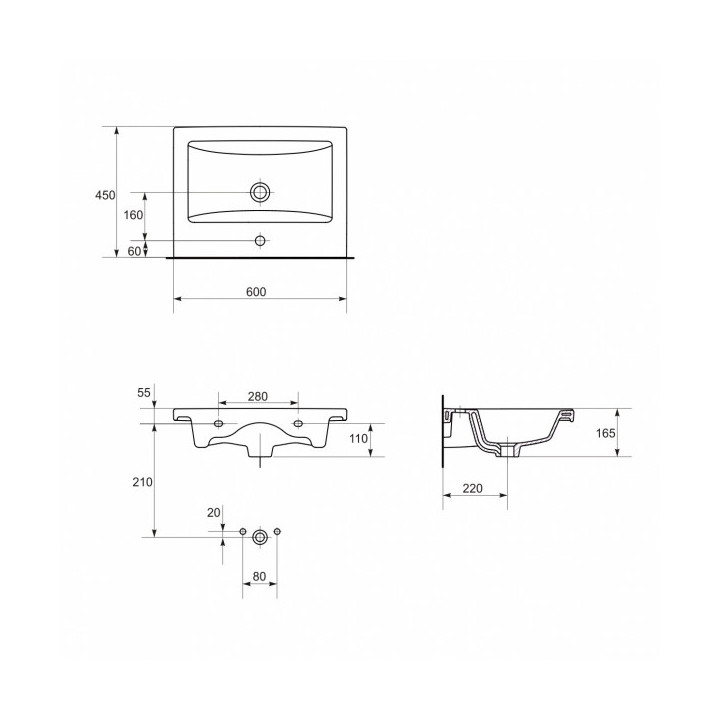 Umywalka meblowa Cerasnit Como 60x45cm, biała- sanitbuy.pl