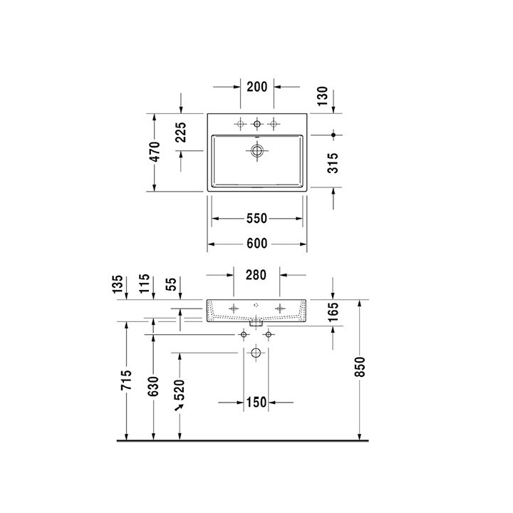 Umywalka Duravit Vero Air meblowa 60x47cm z przelewem z otworem na baterię , biała- sanitbuy.pl