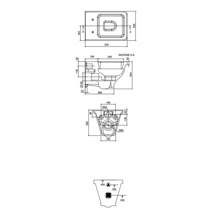 Muszla klozetowa miska WC Scarabeo Butterfly podwieszana 52,5x36,5x34 cm, biała - sanitbuy.pl