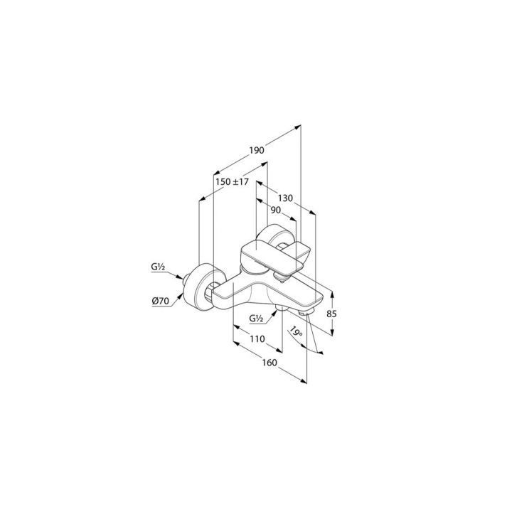 Bateria wannowo-prysznicowa ścienna Kludi Pure&Style chrom - sanitbuy.pl