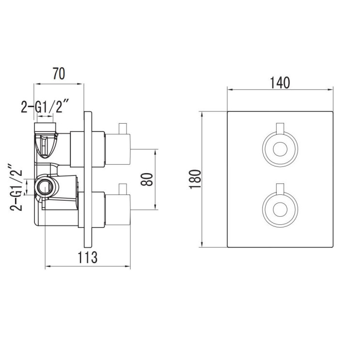 Bateria wannowo-prysznicowa podtynkowa Art Platino Term termostatyczna z przełącznikiem, chrom- sanitbuy.pl