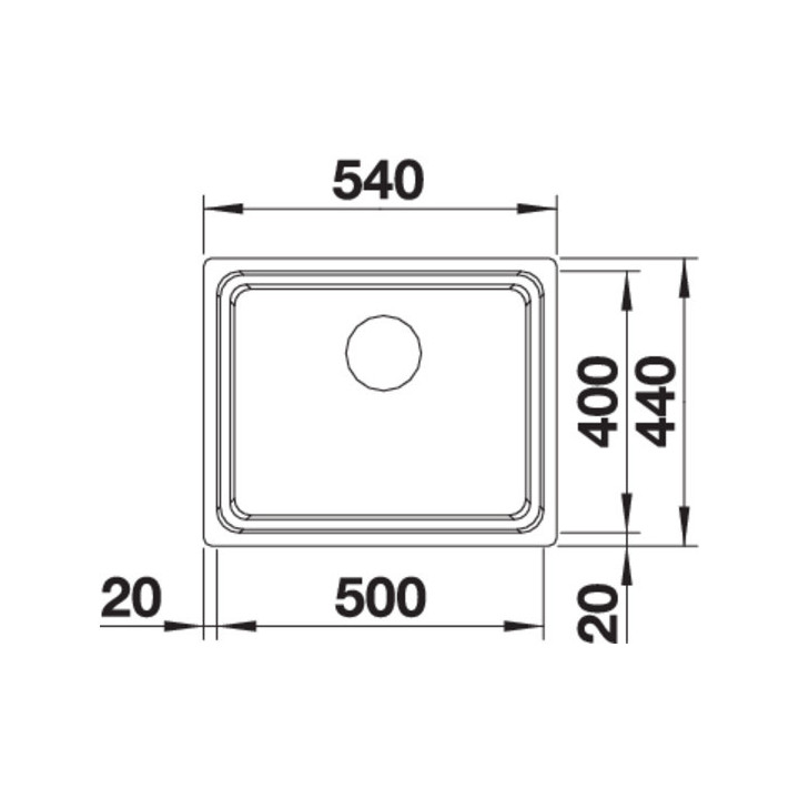Zlewozmywak stalowy jednokomorowy Blanco Etagon 500-U 53x46 cm podwieszany z korkiem automatycznym, stalowy - sanitbuy.pl
