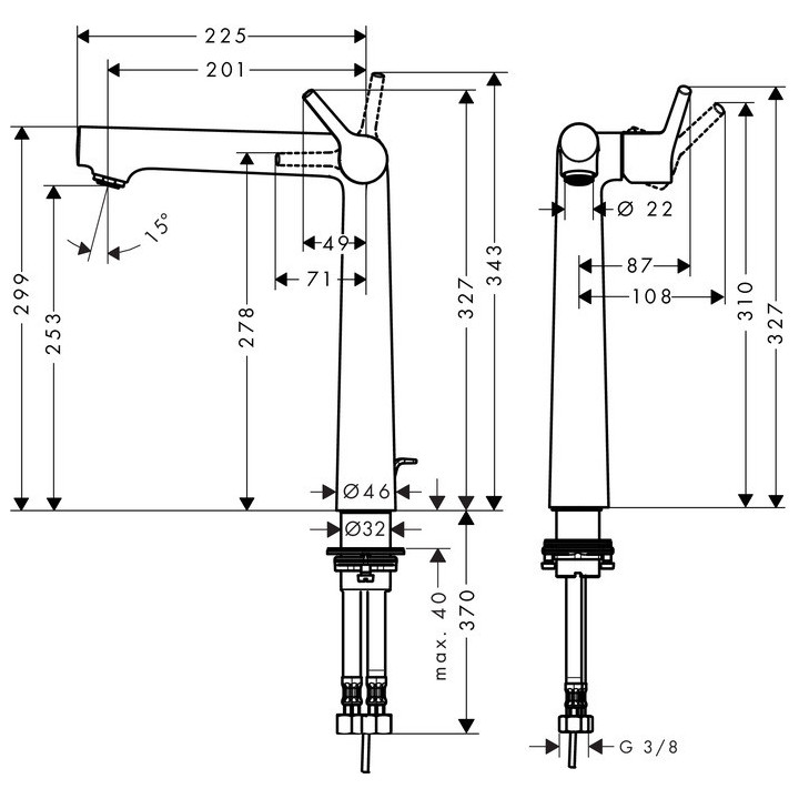Bateria umywalkowa Hansgrohe Talis S 250 jednouchwytowa z kompletem odpływowym DN15, chrom- sanitbuy.pl
