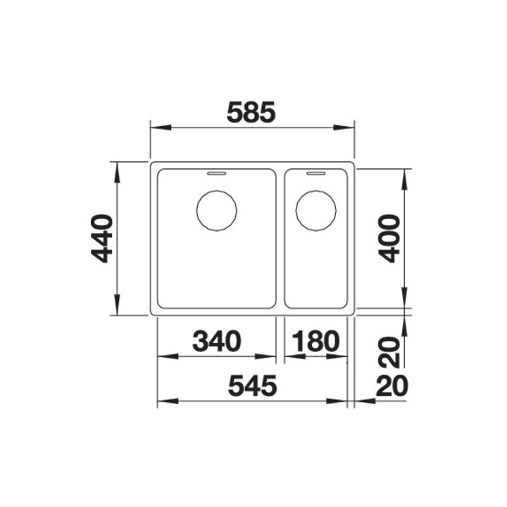 Zlewozmywak stalowy półtorakomorowy Blanco Andano 340/180-IF 58,5x44 cm prawa komora, z korkiem automatycznym, stalowy - sanitbu