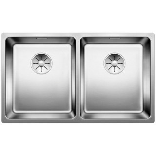 Zlewozmywak stalowy dwukomorowy Blanco Andano 340/340-IF 74,5x44 cm z korkiem automatycznym, stalowy - sanitbuy.pl