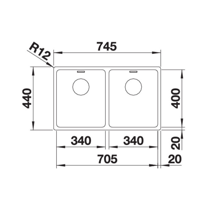 Zlewozmywak stalowy dwukomorowy Blanco Andano 340/340-IF 74,5x44 cm z korkiem automatycznym, stalowy - sanitbuy.pl