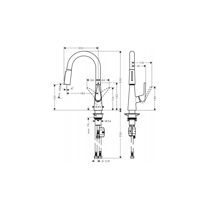 Bateria kuchenna Hansgrohe Talis S 160 z wyciąganą wylewką DN15, chrom- sanitbuy.pl