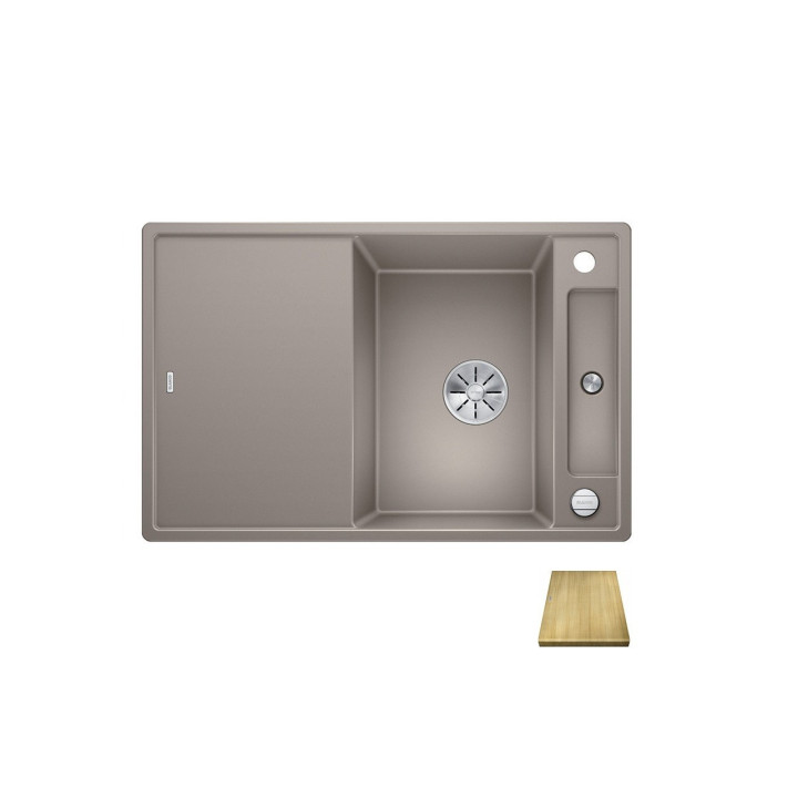 Zlew konglomeratowy + deska drewniana Axia III 45S Blanco Silgranit InFino 510x780 szampan- sanitbuy.pl