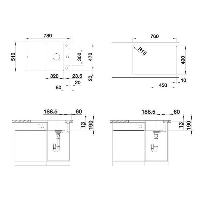Zlewozmywak stalowy Blanco Supra 340/180-IF 62.5x47 cm bez korka automatzcynego, stalowy - sanitbuy.pl