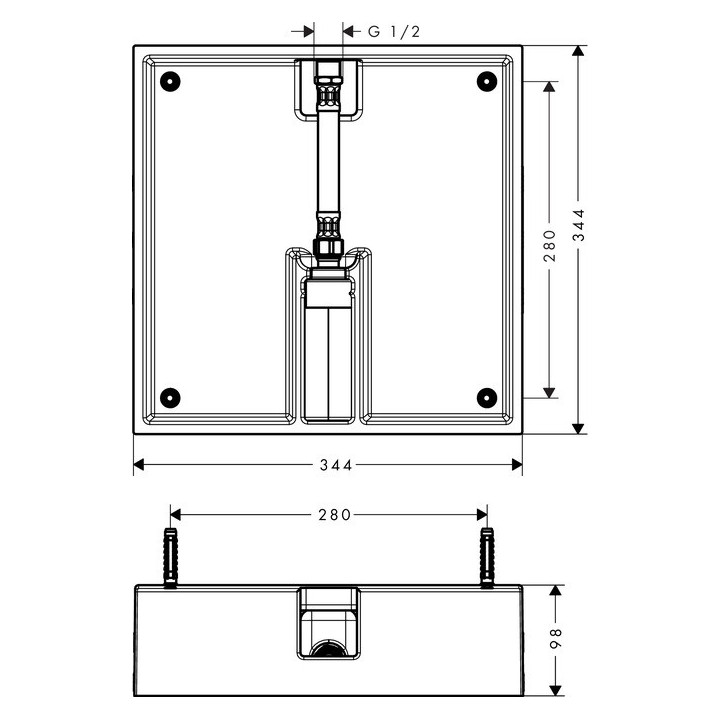 Hansgrohe zestaw podstawowy do głowicy Raindance E 400 x 400 mm 1jet, chrom- sanitbuy.pl