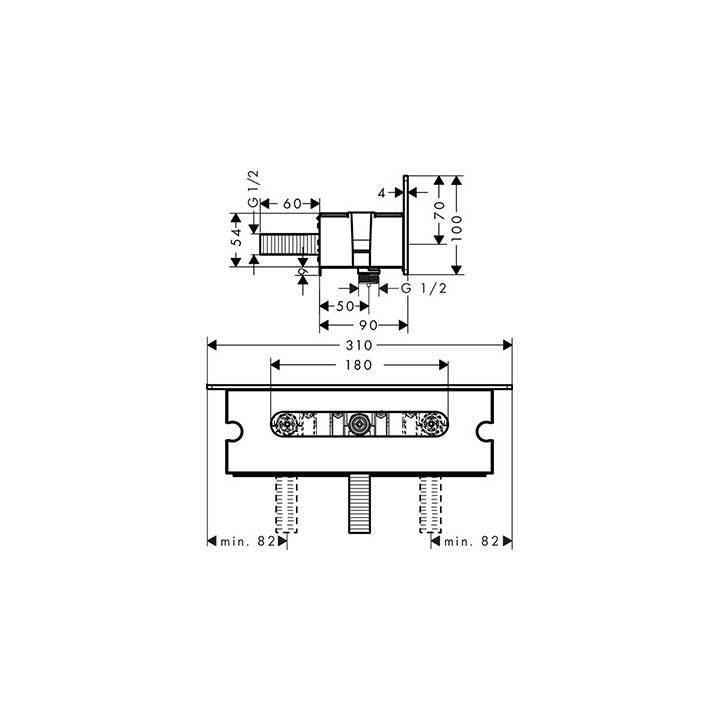 Przyłącze kątowe Hansgrohe FixFit Porter 300 do węży prysznicowych chrom- sanitbuy.pl