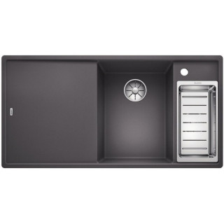 Zlew konglomeratowy + deska drewniana AXIA III 6 S Blanco Silgranit prawa komora 1000x510mm antracyt- sanitbuy.pl