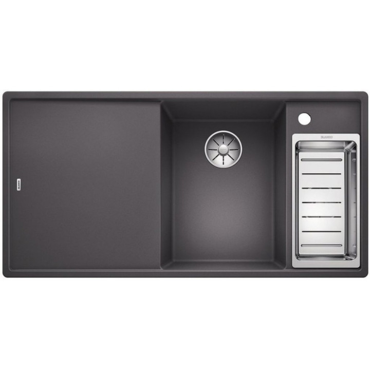 Zlew konglomeratowy + deska drewniana AXIA III 6 S Blanco Silgranit prawa komora 1000x510mm antracyt- sanitbuy.pl