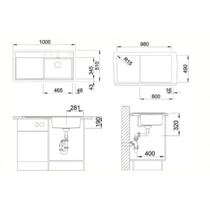 Zlew konglomeratowy ZENAR XL 6 S InFino Blanco Silgranit komora prawa z korkiem kawowy- sanitbuy.pl