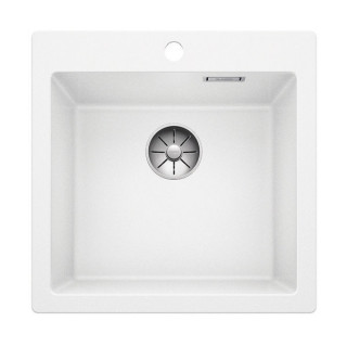 Zlew konglomeratowy Pleon 5 Blanco Silgranit 515x510 mm korek InFino z sitkiem, perłowoszary- sanitbuy.pl