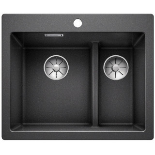 Zlew konglomeratowy Pleon 5 Blanco Silgranit 515x510 mm korek InFino z sitkiem, kawowy- sanitbuy.pl