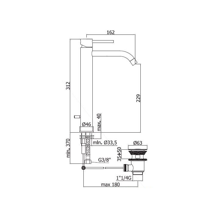 Bateria umywalkowa stojąca wysoka bez korka Paffoni Light chrom- sanitbuy.pl