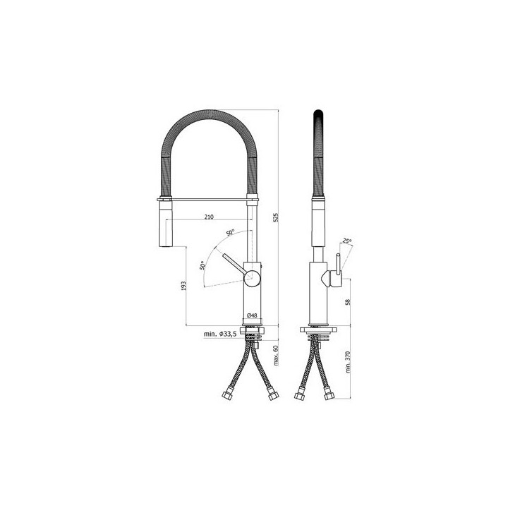 Bateria zlewozmywakowa ze srebrnym wężem Paffoni Light chrom- sanitbuy.pl