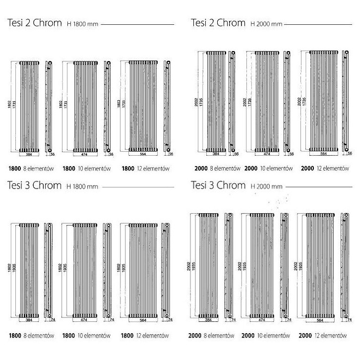 Grzejnik Irsap Tesi 2 Chrom 180,2x38,4 cm - chrom- sanitbuy.pl