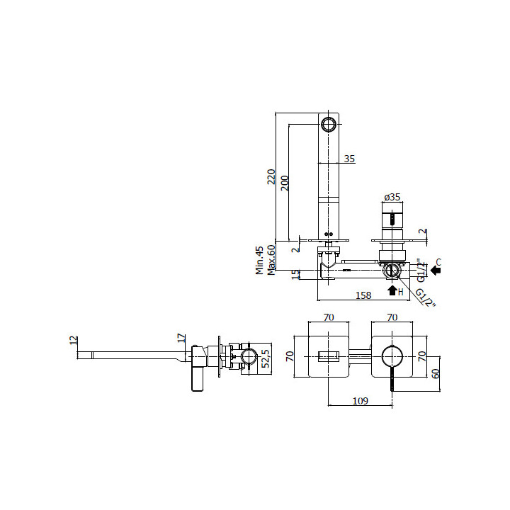 Bateria umywalkowa Paffoni Rock podtynkowa wylewka 15cm, chrom- sanitbuy.pl