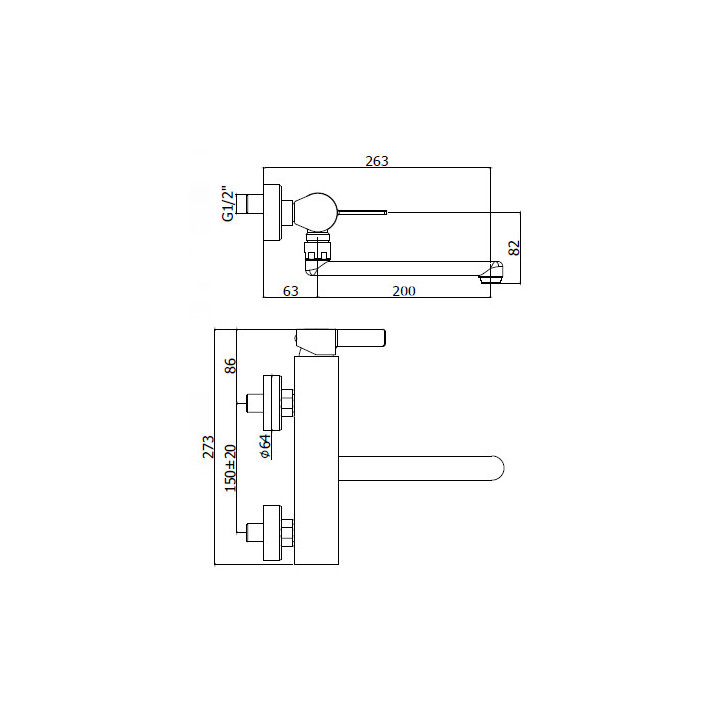 Bateria umywalkowa Paffoni Rock ścienna wylewka 20cm, chrom- sanitbuy.pl