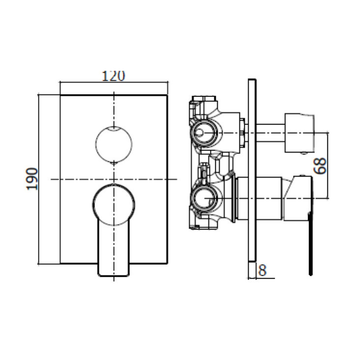 Bateria podtynkowa Paffoni Tango 2-drożna z przełącznikiem, chrom- sanitbuy.pl