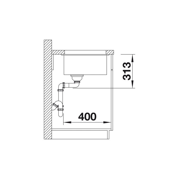 Blanco Subline 400-U bez korka automatycznego, z korkiem INFINO szarość skały- sanitbuy.pl