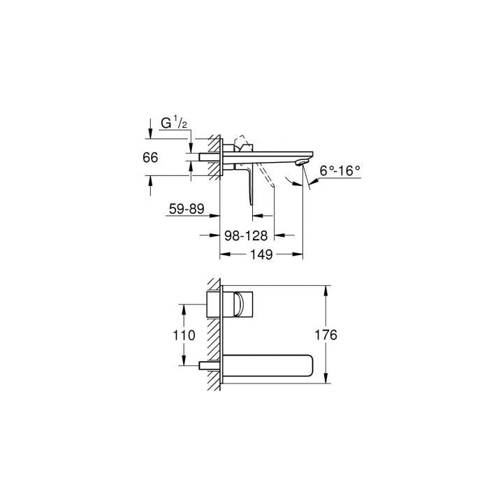 Podtynkowa bateria umywalkowa Grohe Lineare, rozmiar L, chrom