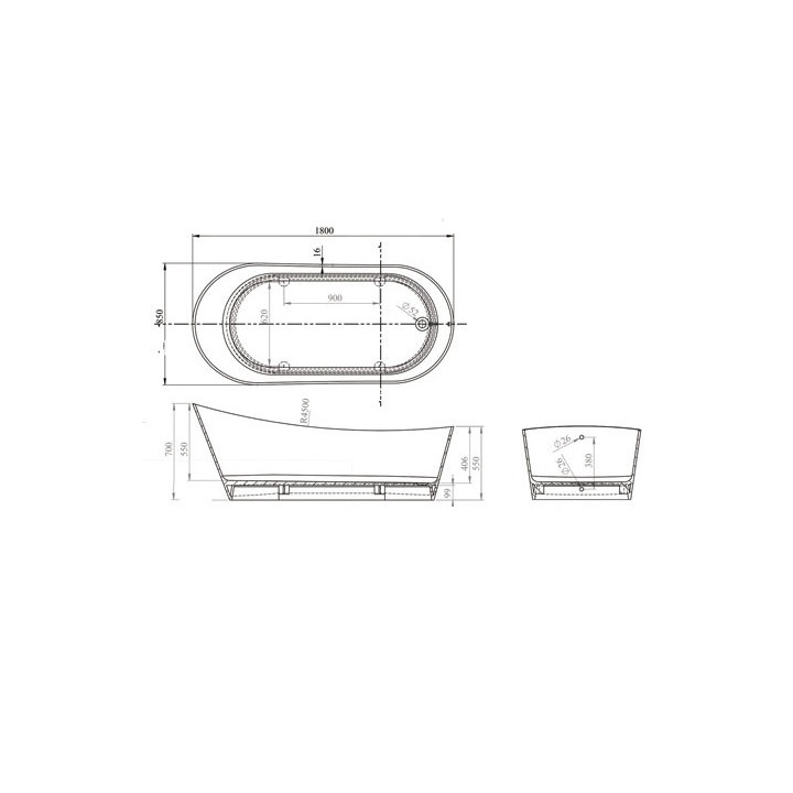 Wanna wolnostojąca, Sanitti QUATTRO, 1800x850x700, bez przelewu, biały , Nr. kat. 110 400 00