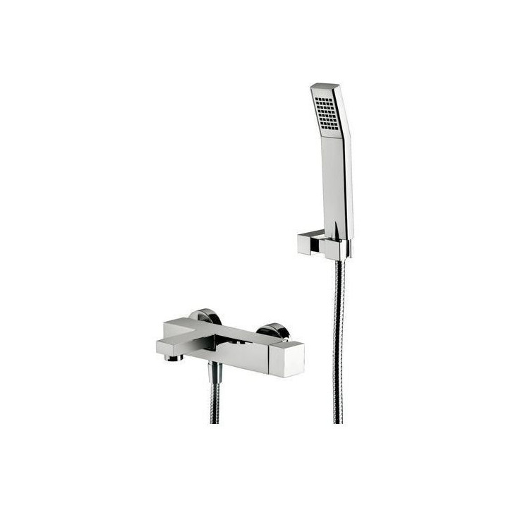 Bateria wannowa Paffoni Elle, ścienna, z zestawem natryskowym, czarny mat