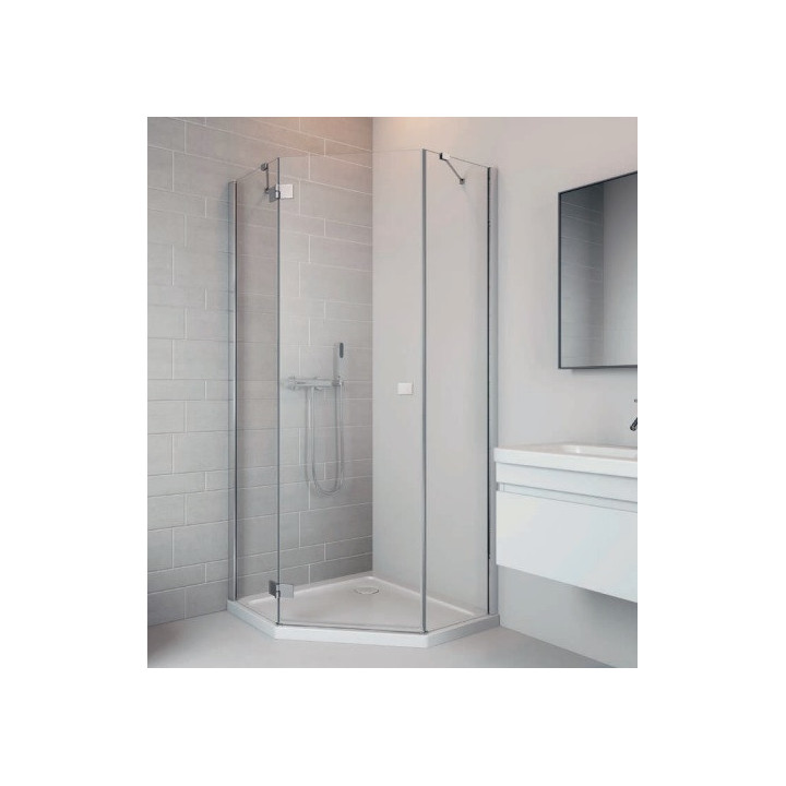 Kabina asymetryczna 80x100 Essenza New PTJ  Radaway profil chrom, szkło przejrzyste