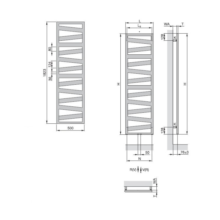 Grzejnik Zehnder Virando Basic 78,6 x 50 cm - biały