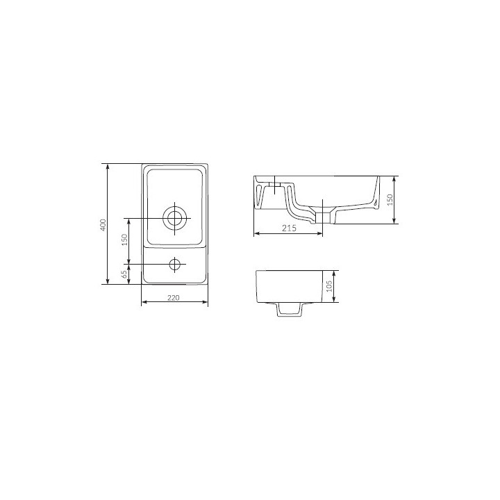 Umywalka Cersanit Crea, 40cm, z przelewem, biały