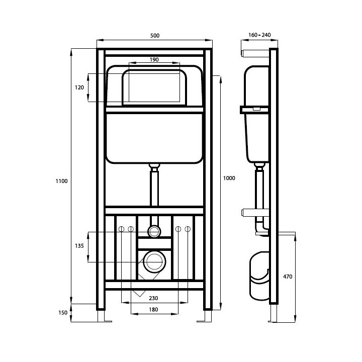 Stelaż podtynkowy do miski WC Massi IPPO PRO
