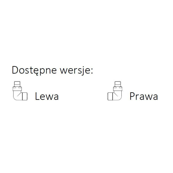 Zawór trójosiowy odcinający kątowy Terma, Lewy, GZ 24x19 - czarny mat
