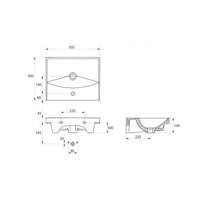 Umywalka meblowa Cersanit City, 50,5x40 cm, biały