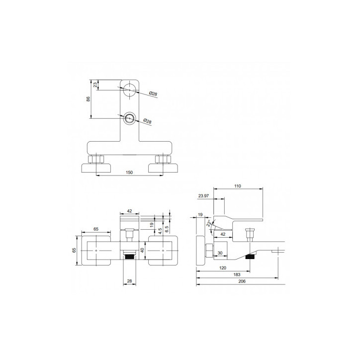 Bateria wannowa nadtynkowa Omnires Slide