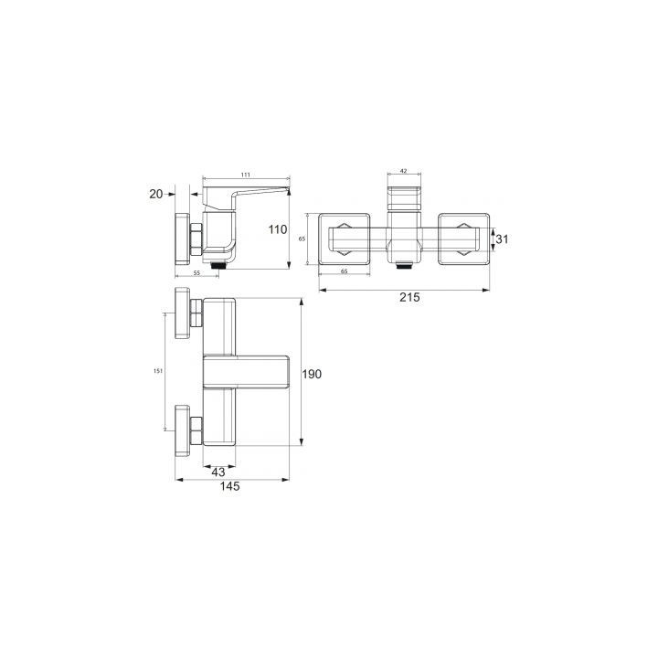 Bateria prysznicowa natynkowa Omnires Parma chrom
