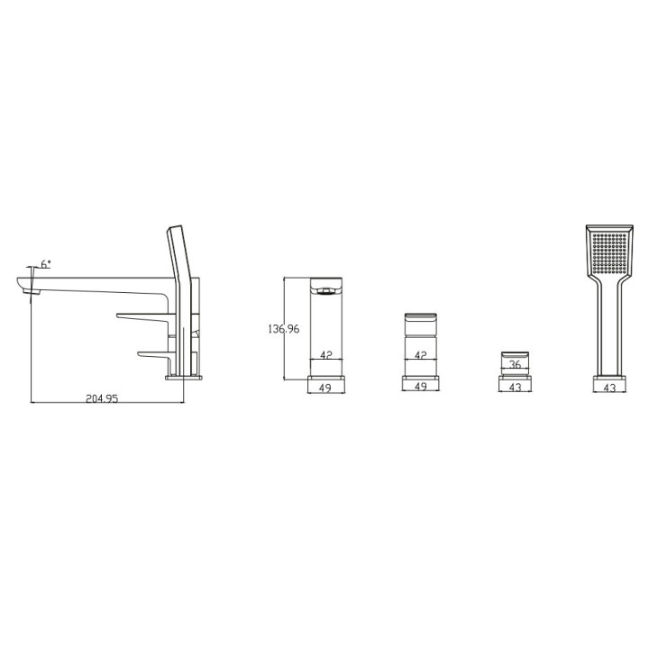 Bateria wannowa 4-otworowa Omnires Parma chrom & biel