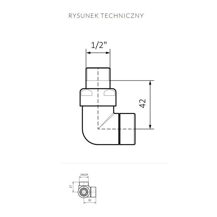 Zawór odcinający kątowy Terma, gwiny zewnętrzny - chrom- sanitbuy.pl